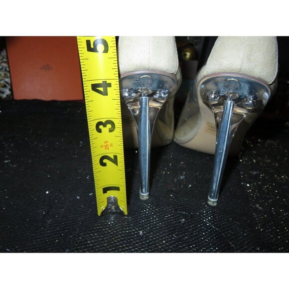 BOGO Cape Robbin Glass Doll Clear Nude Pointed Toe Lucite Glass Heel Pumps - Picture 4 of 12